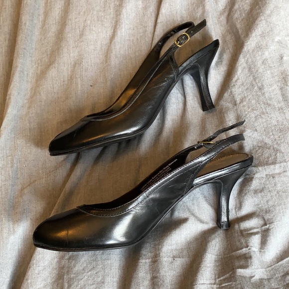 Black Slingback heels peeptoe - Picture 2 of 6